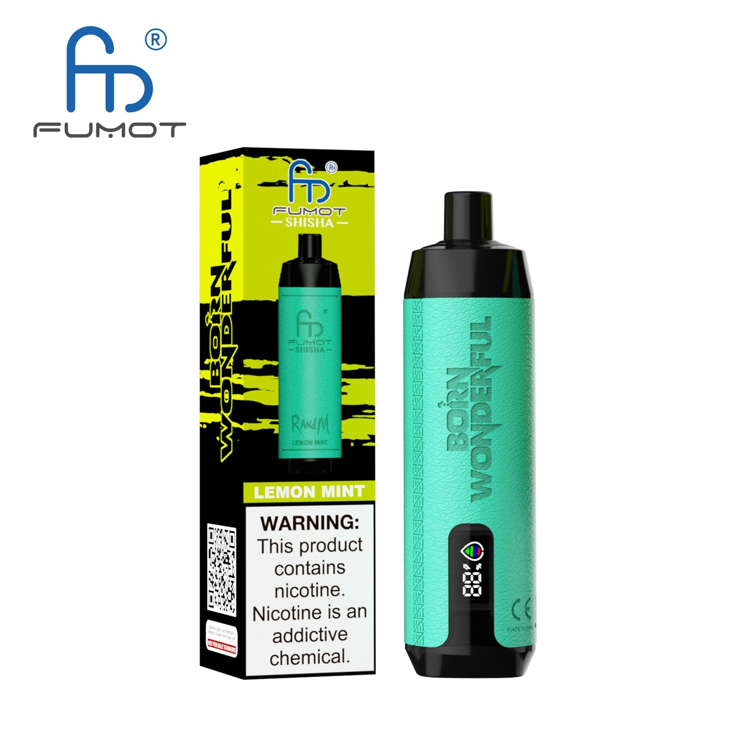 FUMOT RANDM SHISHA 10000 VAPE DEVICE WITH BATTERY AND EJUICE DISPLAY