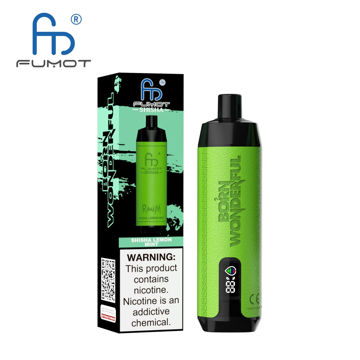 FUMOT RANDM SHISHA 10000 VAPE DEVICE WITH BATTERY AND EJUICE DISPLAY