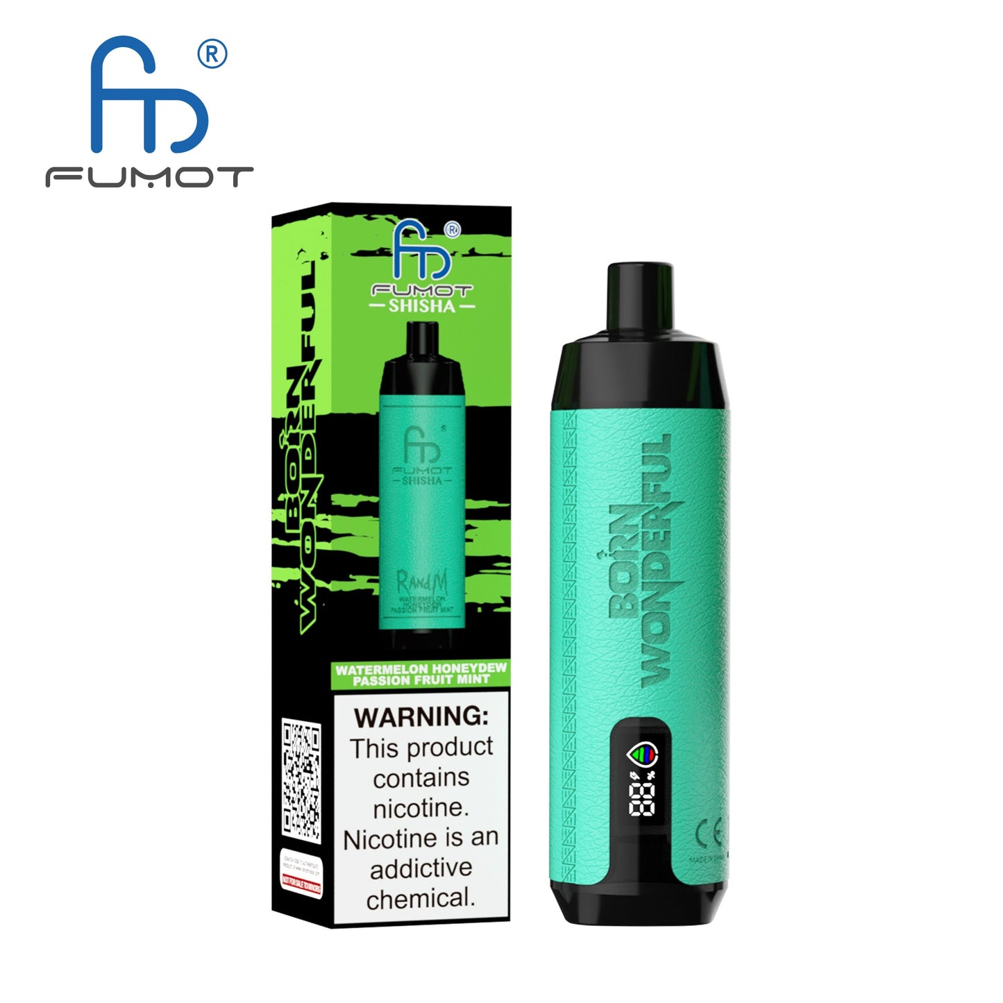 FUMOT RANDM SHISHA 10000 VAPE DEVICE WITH BATTERY AND EJUICE DISPLAY