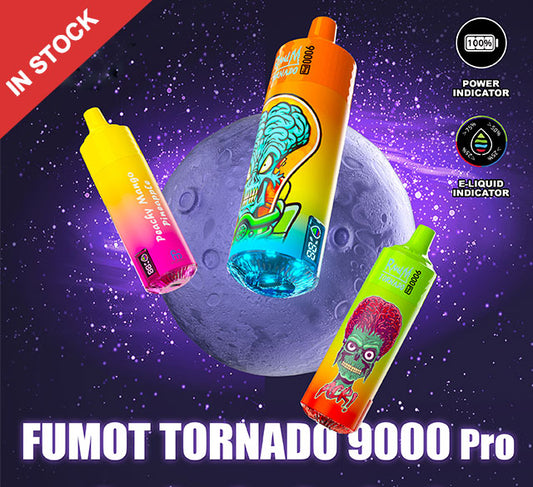 RANDM TORNADO 9000 PRO VAPE DEVICE WITH BATTERY AND EJUICE DISPLAY 9000 PUFF VAPE(52 TASTES, FREE SHIPPING)