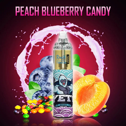 RandM Tornado 7000 Puffs Disposable Vape—Peach blueberry candy🍑🍇🍬 RandM Tornado Vapes