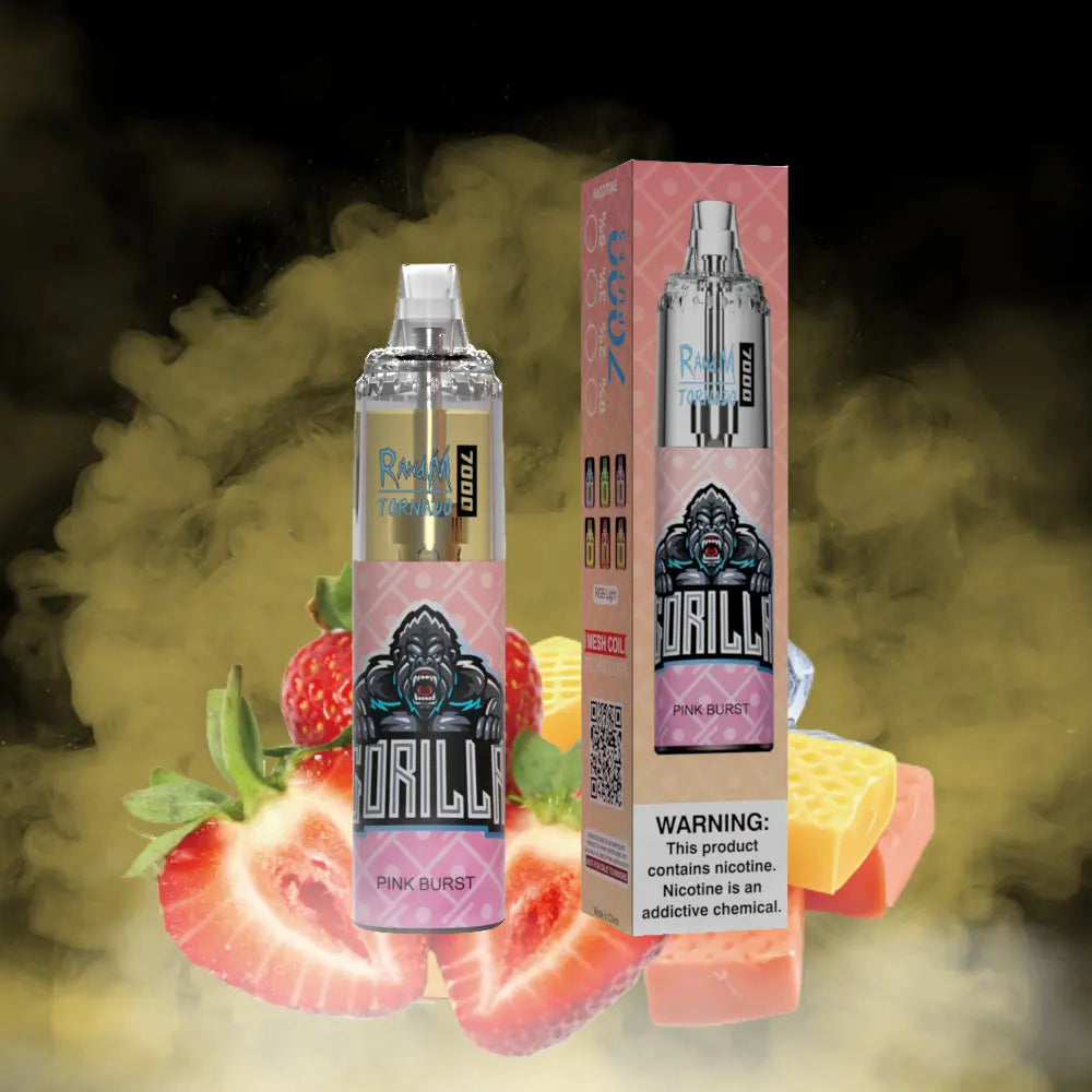 RandM Tornado 7000 Puffs Disposable Vape—Pink Burst🍓🧊 RandM Tornado Vapes