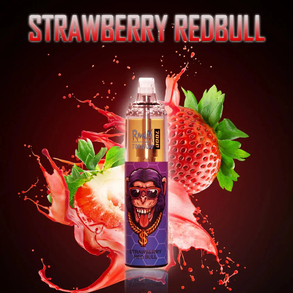 RandM Tornado 7000 Puffs Disposable Vape—Strawberry Red Bull🍓🍹 RandM Tornado Vapes