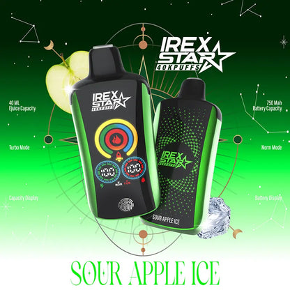 IREX star 40000 (40k ) Puffs Disposable Vape   Sour-Apple-Ice