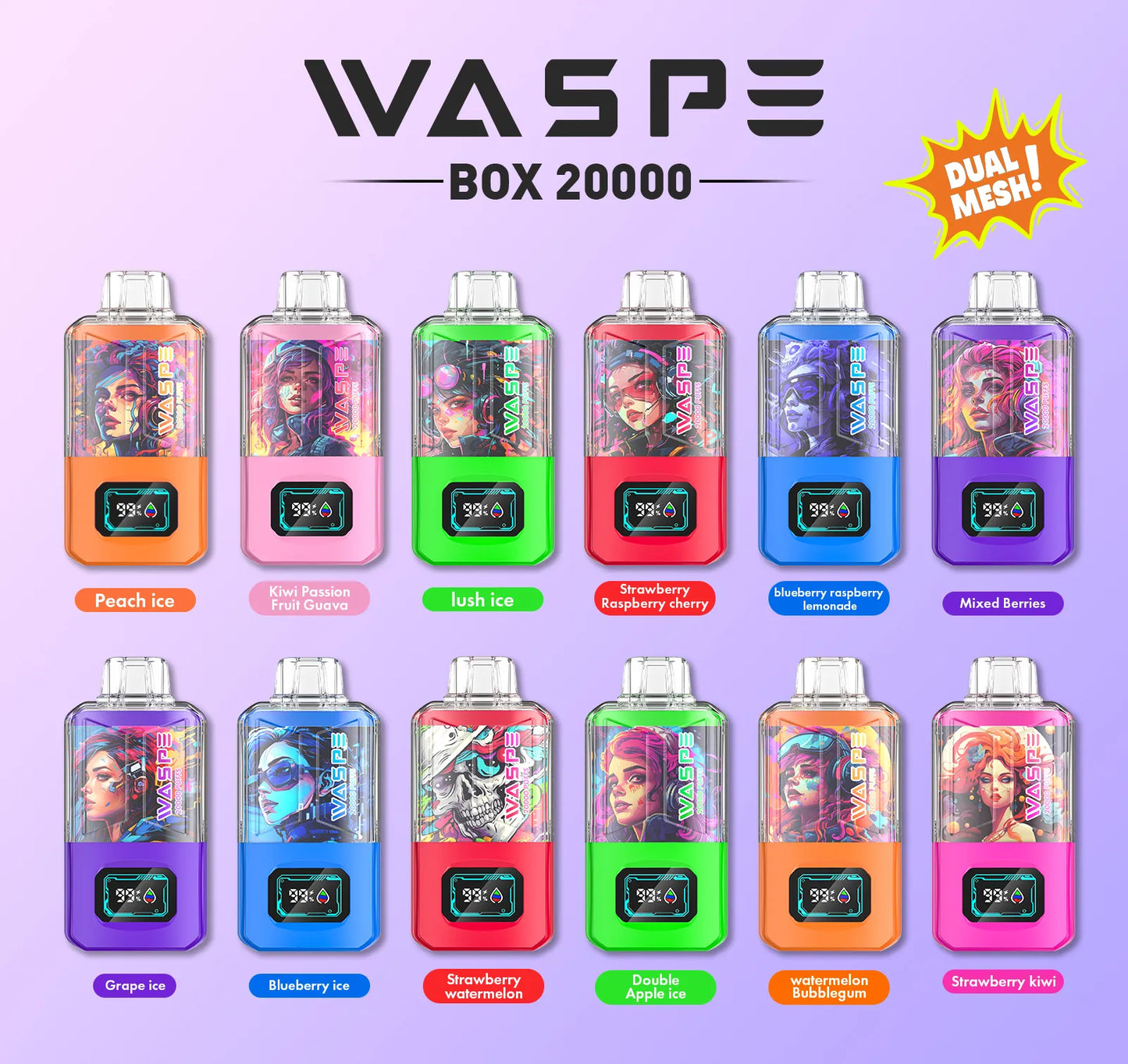 WASPE 20000 PUFFS  20K  Disposable Vapes Wholesale buy vape  Waspe-20000-puffs-dual-mesh-34