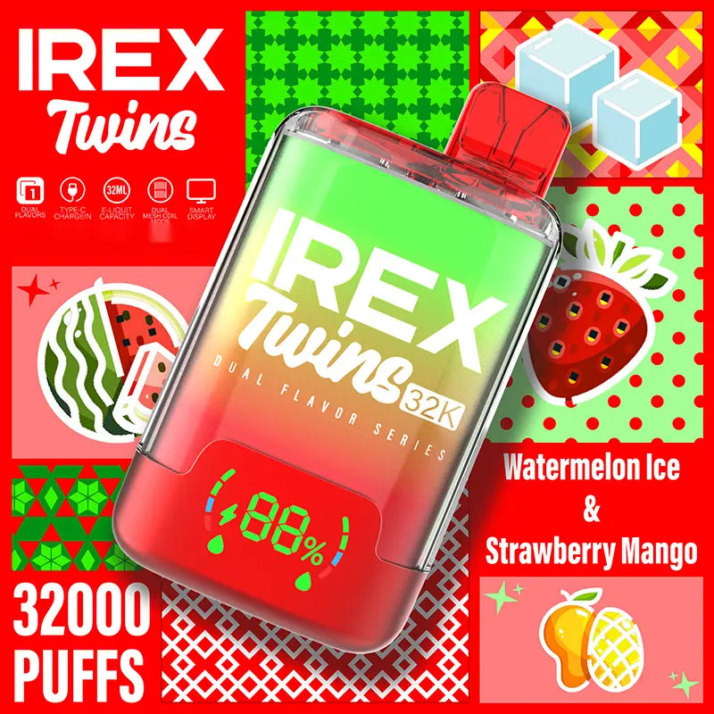 IREX Twins 32k puffs Disposable Vape    Watermelon-IceStraw